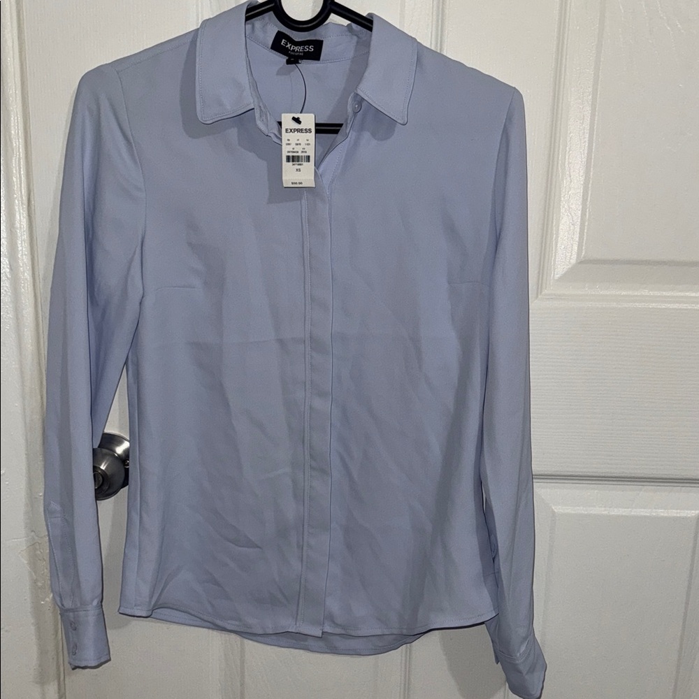 Express Sky Blue Long Sleeve Shirt